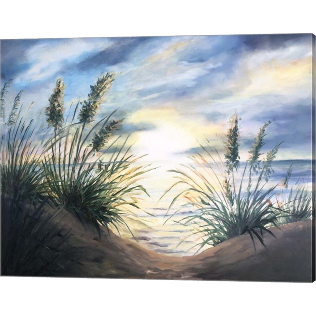 Coastal Sunrise Oil Painting square by Tre Sorelle Studios 20" x 16" Canvas Wall Art